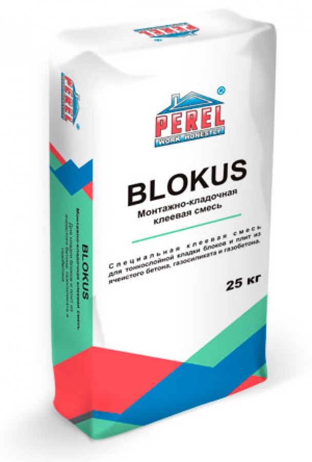 Клеевая смесь для блоков Blokus 0332 Белая, Perel 25 кг